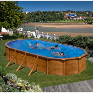 Ovalni montažni bazen GRE Wood - set (dubina 1.32m)